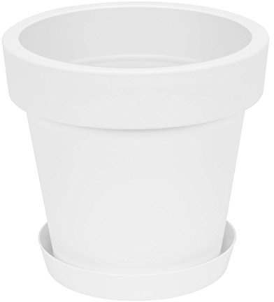Prosperplast Blumentopf Übertopf inkl. Untersetzer Blumenkübel 39 x 37 cm Weiss Pflanzkübel Pflanztopf Kunststoff Lofly