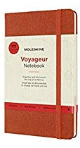 Moleskine Medium Size 11.5 x 18 cm Voyageur Notebook, Travel Diary, Notebook for Organising Journeys, Travel Planner with Fabric Hard Cover, Colour Hibiscus Orange, 208 Pages