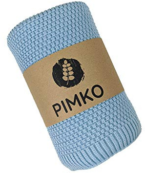 PIMKO Babydecke Strickdecke Kuscheldecke Schmusedecke weich und kuschelig ideal für Zuhause oder für Unterwegs für Allergiker geeignet aus natürlicher 100% Baumwolle Größe 80 x 100 cm (Blau)