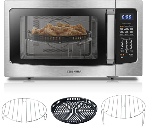 Toshiba Air Freyer Combo 4-in-1 Microwave Oven, Intelligent Sensor, Convection, Mute Function, 34.5 cm Position Memory, 1.5 Cubic Feet Rotating Plate, 1000 W