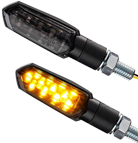 Germany Motorsports LED Mini Micro Blinker Spear schwarz getönt 12V universal für Motorrad Roller Quad Trike