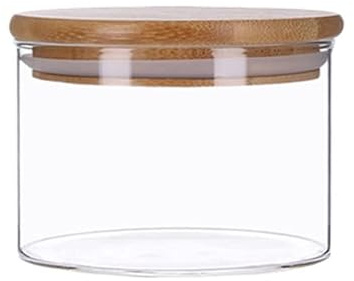 TALK-POINT Vorratsdosen aus Glas mit Bambusdeckel, Vorratsgläser, Glasbehälter | 350 ml - 2200 ml | luftdicht, Spülmaschinenfest, Mottensicher (350 ml)