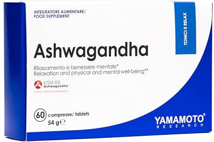 YAMAMOTO RESEARCH Ashwagandha KSM-66 60 Compresse, Integratore Alimentare Tonico di Ginseng Indiano, Azione Adattogena, Favorisce il Rilassamento e il Benessere Mentale