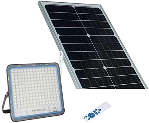 AntDau71 - Projecteur LED extérieur 300 W panneau solaire, lumière blanche 6 000 K télécommande, aluminium IP67 5 000 lm énergie photovoltaïque