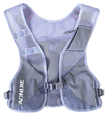 Ultraleicht Reflektierender Trinkrucksack Rucksack Trinkweste Marathon Running Rucksack für Damen Herren (Grau)