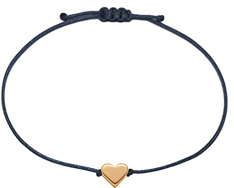 Selfmade Jewelry Armband Damen Herz Roségold Handgemachtes Makramee Armbändchen mit Herzchen Größenverstellbar Inkl. Geschenk-Verpackung