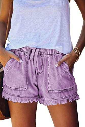 HVEPUO Mujer Pantalones Cortos Vaquero Moda 2021 Casual Verano Algodon Shorts