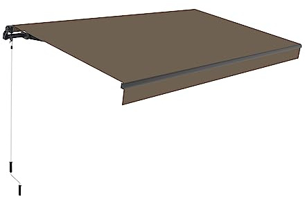 Wasabi - Toldo Exterior Manual Enrollable 3x2m Marrón Topo - Lona Poliéster - para Terraza, Balcón o Jardín - Estructura Retráctil Antracita Resistente de Aluminio - Manivela incluida