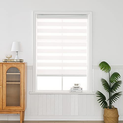 QiBoYuYe Day Night Blind Zebra Roller Blinds Blackout Window Curtain For Bedroom Door Windows Aluminium Cassette Translucent Vision Curtains (White Width 45cm X Height 150 cm)