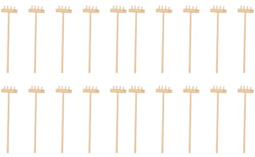 YARNOW 20 Pcs Mini Zen Garden Rake Set, Bamboo Tabletop Sand Tools for Desk Meditation, Small Wooden Accessories for DIY Miniature Craft & Home Decor