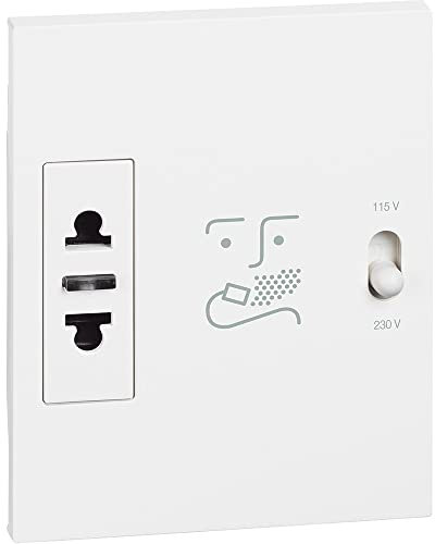 Bticino KW4177 Plastica Presa per Rasoio con Trasformatore di Isolamento, 20 A Corrente Nominale, 16 A Corrente Nominale, 230 V Tensione Nominale Valore Alto, 3 Moduli, Bianco