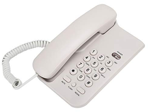 Desktop Corded Telephone, Corded Landline Telephone Support Hung on the Wall, for Home, Reception, Hotel, Office, etc. (UK Telephone Line with Random Color) (White)