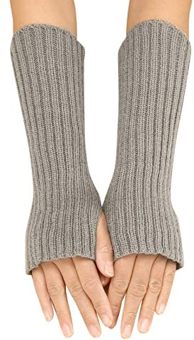 Damen Fingerlose Handschuhe Lang Thicken Strick Pluswärmer Handstulpen Armwärmer Stulpen Stricken Armstulpe Fingerlose Gestrickte Handgelenk, Pluswärmer Handstulpen Fingerlose (d-GY1, One Size)