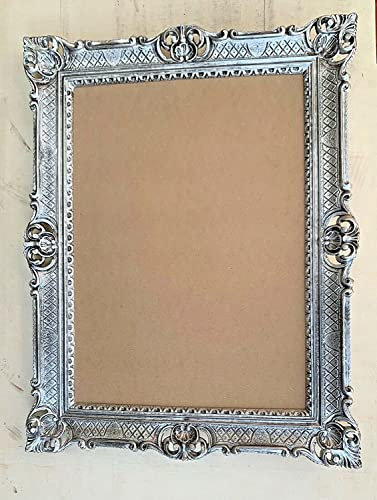 Generisch Bilderrahmen 50x70cm Barockrahmen Gemälderahmen Antik Still Fotorahmen Wanddeko Dekorativer hängerahmen Posterrahmen Werbetafel Menütafel Grosser xxl Bilderrahmen (ANTIK SILBER)
