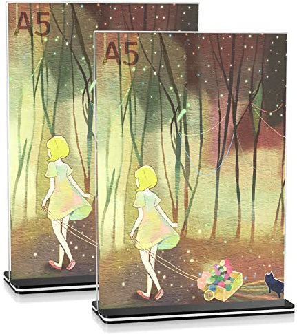 woshilaoDS 2 Stück A5 Acryl Tischaufsteller Ständer, Werbeaufsteller Ständer, Menükartenhalter, Acrylständer für Fotos, Büro, Restaurant, Cafe, Shop