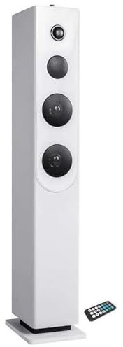 Tour de Son HP33-CD-WHITE avec Lecteur CD, Bluetooth, FM et USB, 100W + télécommande