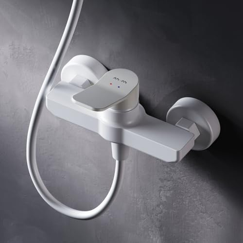 AM.PM Duscharmatur Weiß Matt Einhebelmischer ohne Auslauf, Mischbatterie Dusche, Badarmatur Einhand-Brausebatterie, Armatur Dusche für Badezimmer X-Joy FXA20033