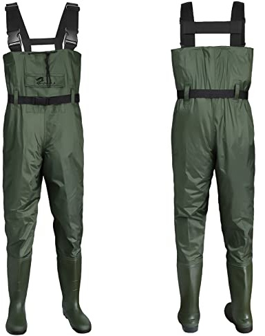 croch Fishing Chest Waders for Men Women with Boots Waterproof Breathable Waders Green/Brown Sizes UK 5-14 (Green, UK 12 / EU45)