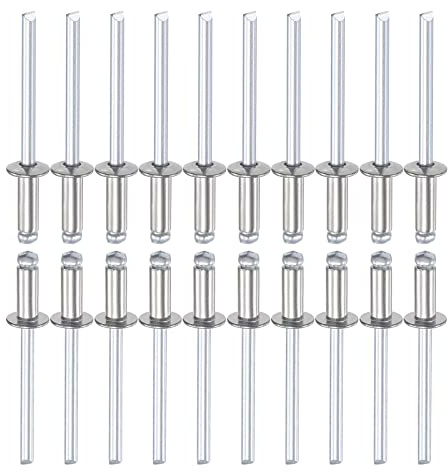 DTGN 50Pack Blindnieten 4mm x 10mm DxL Kuppel Offenes Ende Niet | 304 Edelstahl, Gut für Maschine Verbindung