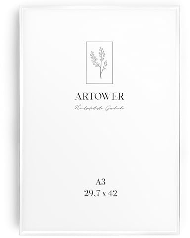 Artower® Marco de Fotos de Aluminio Blanco A3 30x42 cm | Marcos para Cuadros y Decoración de Pared en Salón, Dormitorio y Hogar | Marco DIN A3 29,7 x 42 cm para Fotos, Dibujos, Diplomas y Pósteres