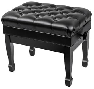YIORYO Klavierbank verstellbar, Klavierbank mit gepolstertem Kissen und Stauraum, Tastaturbank aus Holz, Klavier, Bücherregal, Hocker, Stuhlsitz, wasserdicht (Grey : Black)