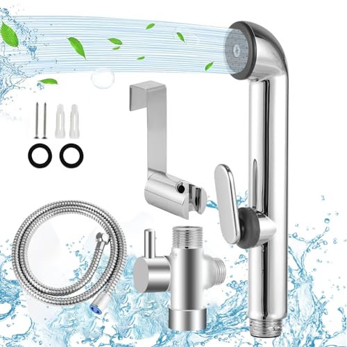 HOCANFLO Handbrause Bad Bidet für Bidet Armaturen WC Waschen Edelstahl Duschkopf Windel Dusche Tierbad Wasserspar Wand waschen Zinklegierung, Standard G1/2 Schnittstelle