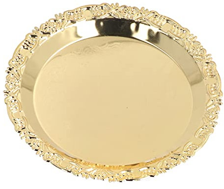 NNXHWY Runder Dekorativer Speiseteller, Rundes Obsttablett, Snackteller aus Metall, Runder Dessertteller, Aufbewahrungstablett aus Edelstahl für Schmuck, Obst, Dessert, Snack, Gebäck