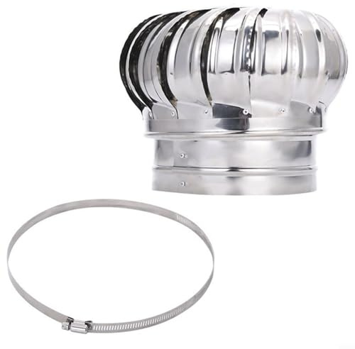 Emiif Chimney Spinner Cowl, Stainless Steel Chimney Cowl Cap Pot Guard, 150mm Diameter Anti-Downdraught Ventilation Chimney Cowl