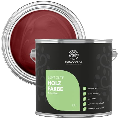 Lignocolor Holzfarbe Außen glänzend | wetterfeste Farbe für den Außenbereich (Nordic Red glänzend, 2,5L) | hochdeckend & hochbeständig