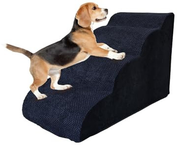 Galatée Hundetreppe, 4-Stufige Hunderampe, Haustiertreppe Aus Hochdichtem Schaumstoff Für Verletzte Hunde, Hunde Mit Gelenkschmerzen, rutschfeste Haustiertreppe Für Den Innenbereich(Schwarz)