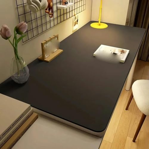 HJGUI Große Schreibtischunterlage, Tischschutz, Ledertischdecke für Zuhause, leicht zu reinigen, wasserdicht, Teeuntersetzer, rutschfest, Gamer-Tastatur-Mauspad, schwarz, 50 x 120 cm