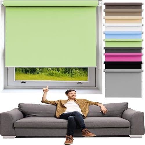 Verdunkelungsrollo Klemmfix 30 x 60 cm Hitzeschutz Und Sichtschutz, Ohne Bohren Seitenzugrollo für Fenster Und Tür, Grün