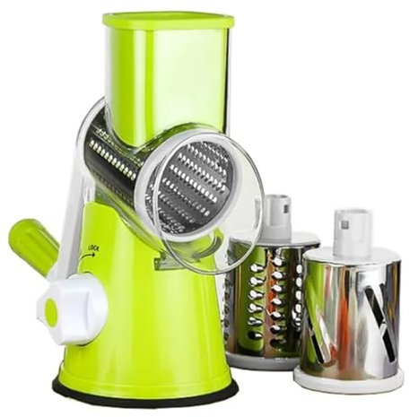 Cortador de verduras giratorio manual, cortador de frutas, mandolina redonda, para cocina, rallador de queso y verduras, cortador manual (verde)