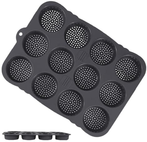 Burgerpresse – Hamburger-Brötchenpresse, 12-fach Schieber-Brotform | Burger-Buns-Silikon-Backform mit Haken zum Aufhängen, Premium-Dessert-Backzubehör, Brot-Backblech für Kuchen, Muffins
