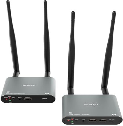 SVBONY TransAir2 Émetteur et récepteur HDMI sans fil 4K 30 Hz, extension HDMI sans fil, 300 m, latence de 0,06 s, 5,8 GHz, 9 canaux, prise en charge de la télécommande infrarouge, boucle, depuis PC