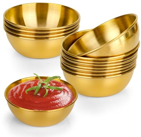 Aramanara 12 Pcs 130 ml Gold Ramekin, Small Gold Bowls for Party Food