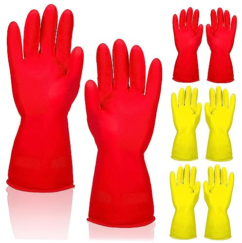 Baluue 4paare Wiederverwendbare Gummihandschuhe Für Küche Rutschfeste Reinigungshandschuhe Für Geschirrspülen Und Allzweckreinigung Bequeme Haushaltsreinigungshandschuhe