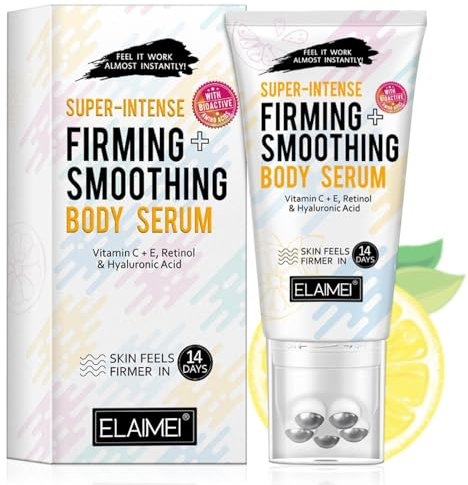 P-Beauty Crème brûlante pour le corps avec vitamine C, E, rétinol, acide hyaluronique et caféine avec applicateur de massage – Crème pour le corps anti-cellulite, sérum corporel hydratant