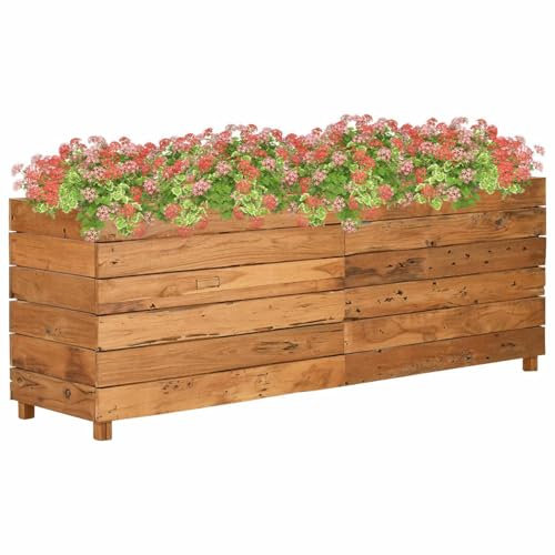Xichuzi Arriate, Macetas para Flores Y Plantas, Jardineria Maceteros, Huerto Urbano Terraza, Mesa De Cultivo, Mesa Cultivo, de Teca reciclada y Acero 150x40x55 cm