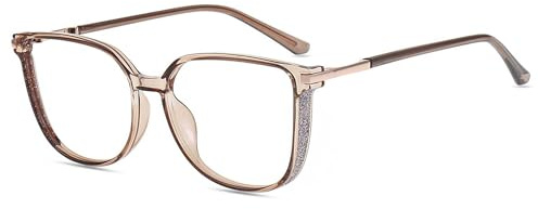 Firmoo Übergroße Blaulichtfilter Brille Entspiegelt Damen Herren Glitzer-Design Computer Brille ohne Sehstärke für Bildschirme, UV Blaufilter Schutzbrille Nerd