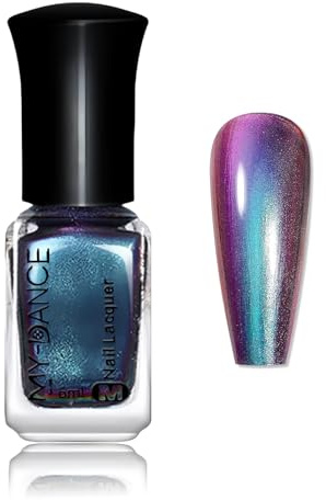 Glitzer Nagellack - Schimmer Schnellen Trocknen Nagellack - Glitter Chrom Nail Polish- Holographischer Chamäleon Lasereffekt - Reflective Metallischer Nail Art Polish für Frauen (Lila Blau, 6ML)