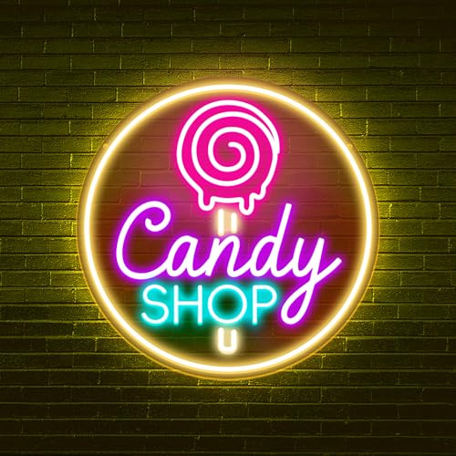 Candy Shop Neon Schilder Bäckerei Dekoration Dimmable LED für Café Kinderzimmer Geburtstagsfeier Schaufenster Showcase Babydusche Süßigkeiten Themenparty, Eisgeschäft Beleuchtung 11.81 *11.81