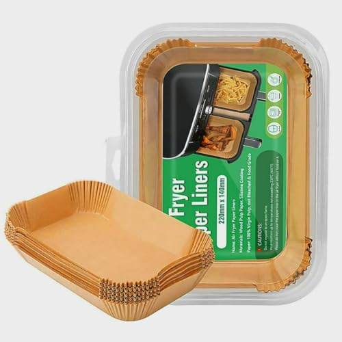 Air Fryer Disposable Paper Liners 100PCS – Compatible with Ninja Dual Air Fryer AF300UK AF400UK, Salter – Non-Stick, Oil-Proof, Food Grade for Dual Basket Airfryer