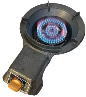 BZJPRFC Estufa De Gas De Encimera, Quemador Wok De 7 KW con Anillo De Fuego, Rejilla De Hierro Fundido con Protección contra Llamas, Kit Convertible A GLP/GN(NG)