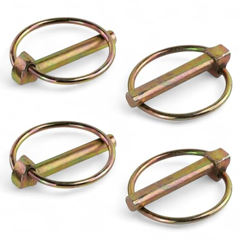 4 Pcs Heavy Duty Linch Pin Spring Loaded Round Pins for Tractors, Trailers, Lawn Mowers, Trucks & Farm Equipment (9.5mm x 70mm)