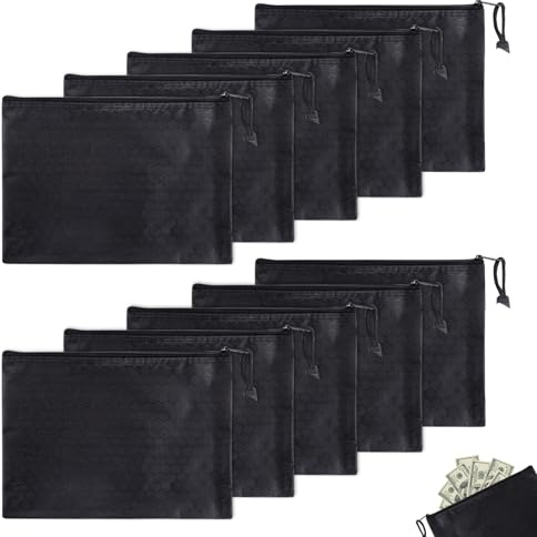 Geldtasche, 10 Stück Geldtaschen Banktasche, 24 x 18 cm Geldtasche Wasserdicht Dokumententasche A5 mit Reißverschlus, Geldmappe für Haushalt Business Schule