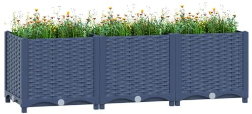 HaoChrymec Jardinera Elevada 120x40x38 cm Polipropileno, Resistente a la Intemperie, Huerto Urbano, Jardineras Exterior, Jardinera Balcón