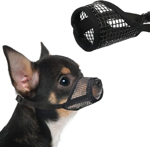 Oiieco maulkorb kleine Hunde,Mesh Maulkörbe für kleine mittlere große Hunde Chihuahua Pudel,verhindert Beißen,für Beißen Kauen Grooming,erlauben Hecheln Trinken. schwarzXS-(Snout Cir: 13.5-15.5CM)