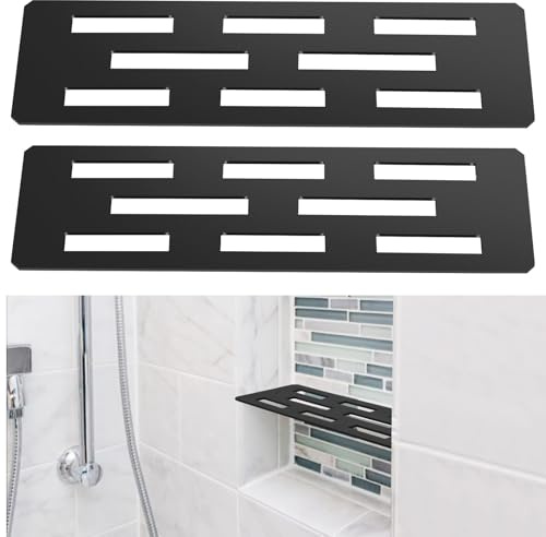 2 Pack Rectangular Shelf for 12 Inch Tile Prefabricated Niches, Shower Niche Shelf with Frosted 316 Stainless Steel Finish, Fits 1/8 inch Grout Lines Shower Niche Insert