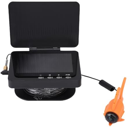 Akozon Unterwasserfischfinder 195 ° Weitwinkel HD -Kamera Lange Akkulaufzeit Orange für das Fischereiabenteuer